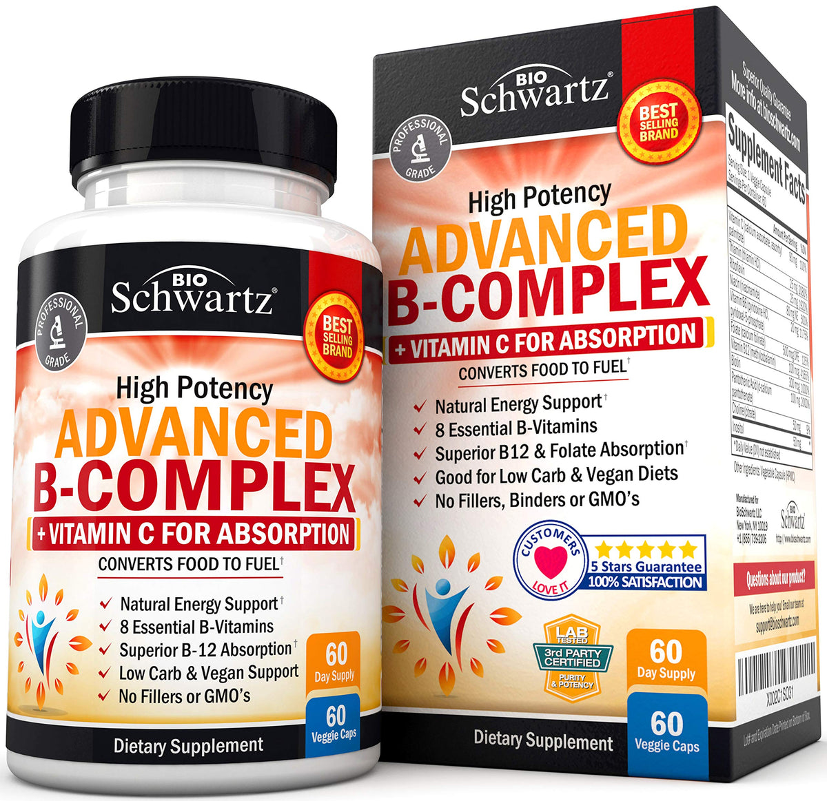 BioSchwartz Vitamin B Complex with Vitamin C - 60 Capsules