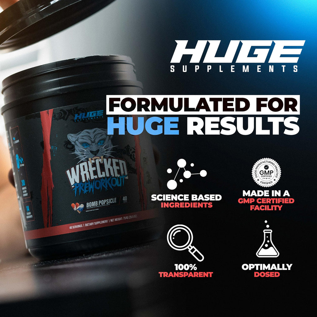 Huge Supplements Wrecked Pre Workout, Advanced Formula, Boosts