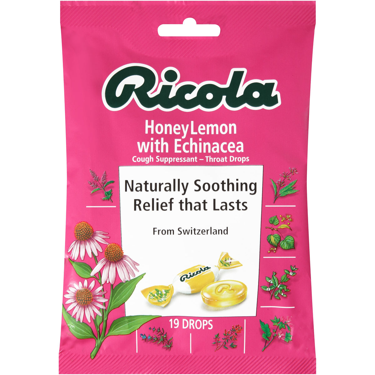 Ricola Throat Drops Honey Lemon Cough Suppressant - 19 Count