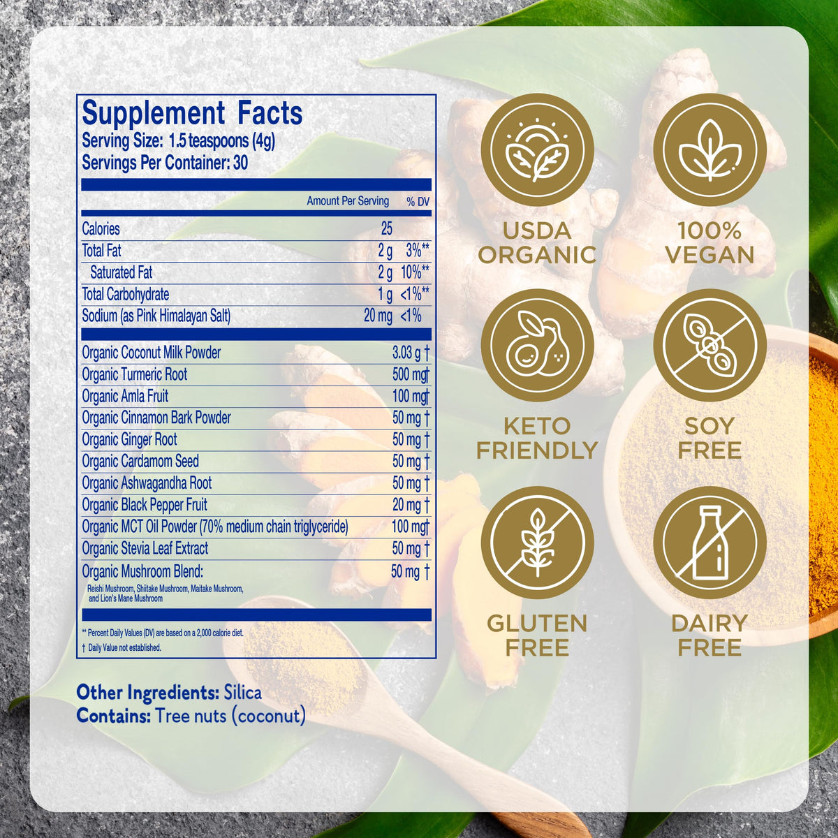 Earth Echo Golden Bliss Organic Golden Milk Powder - 30 Servings - image 2