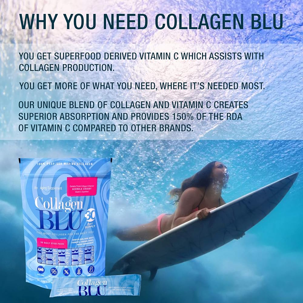 Collagen BLU Premium Marine Collagen with Vitamin C - 30 Stick Packs - image 5