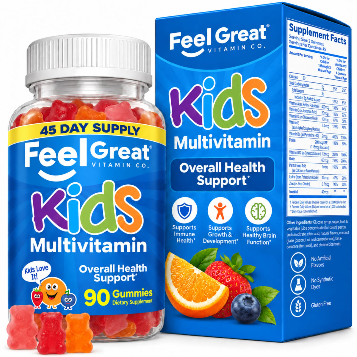 The Feel Great Vitamin Company Organic Kids Multivitamin Gummies - 90 Count