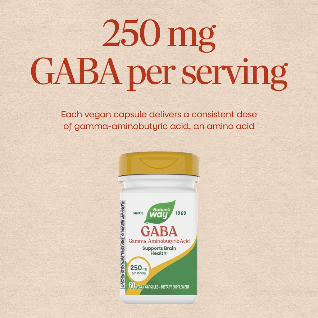 Nature's Way GABA Capsules 250 mg Brain Support - 60 Capsules - image 3