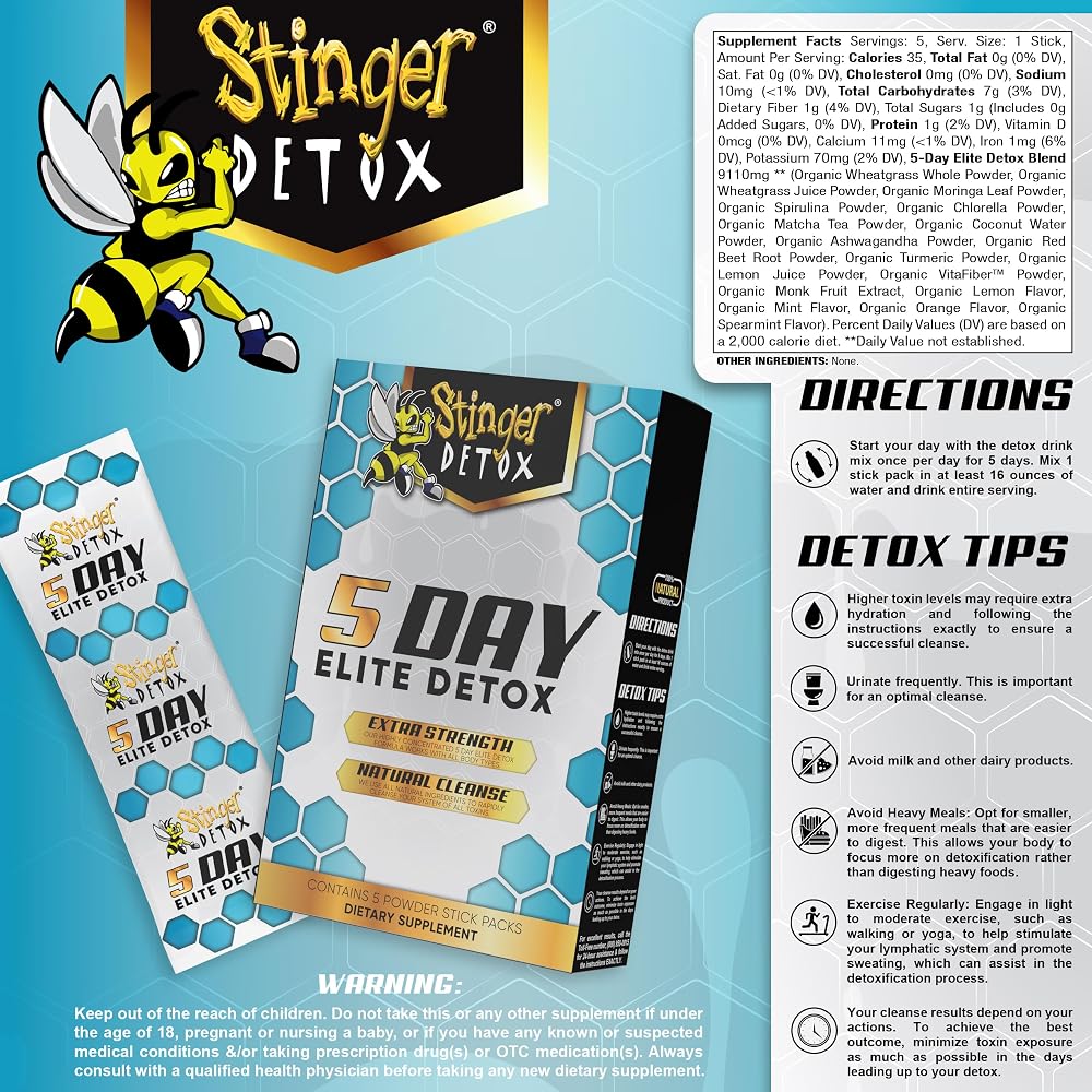 Stinger Detox 5-Day Elite Detox Extra Strength Cleanse - 5 Stick Packs - image 6