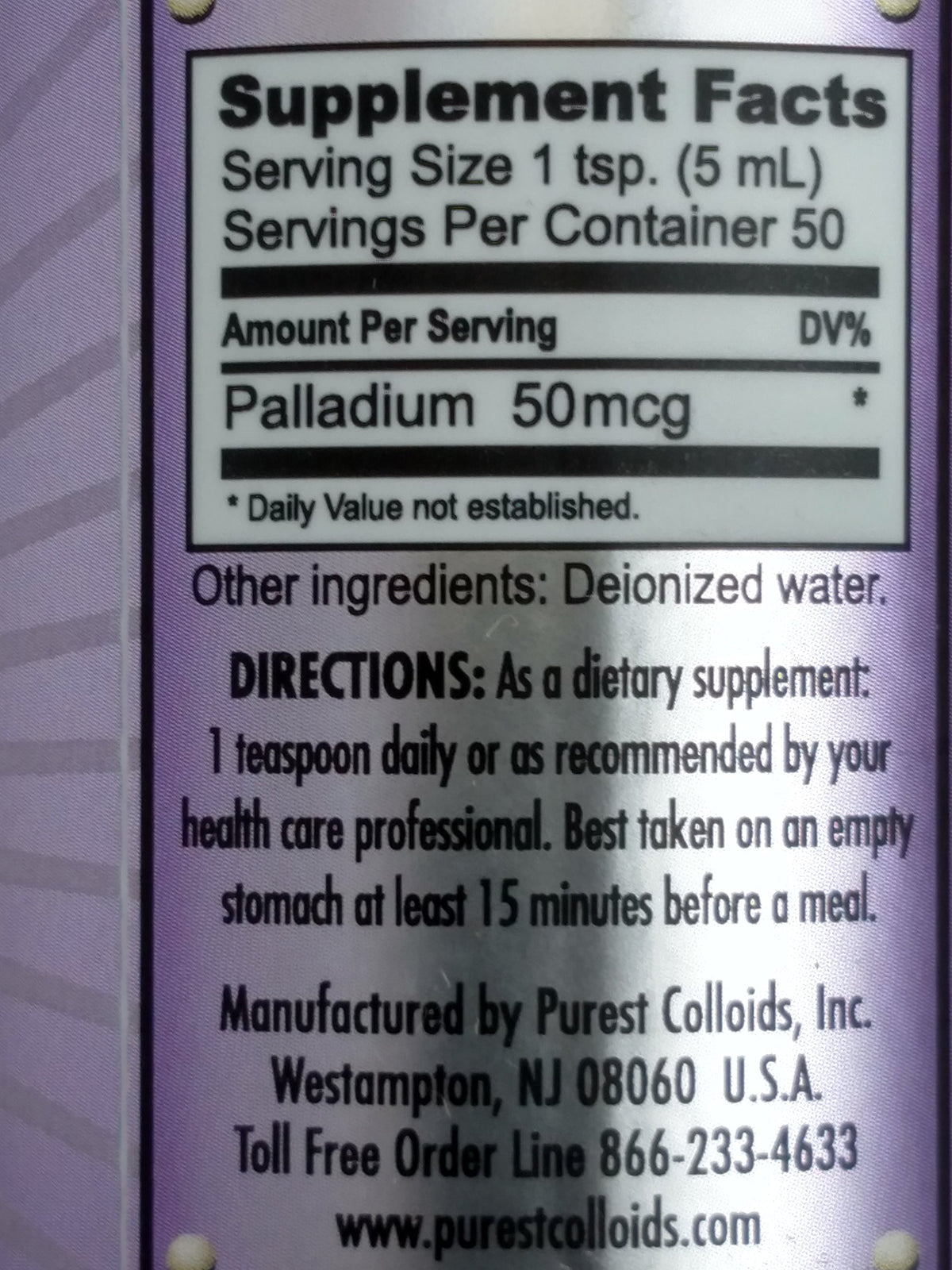 Purest Colloids MesoPalladium Colloidal Palladium 10 ppm - 250 mL - image 2