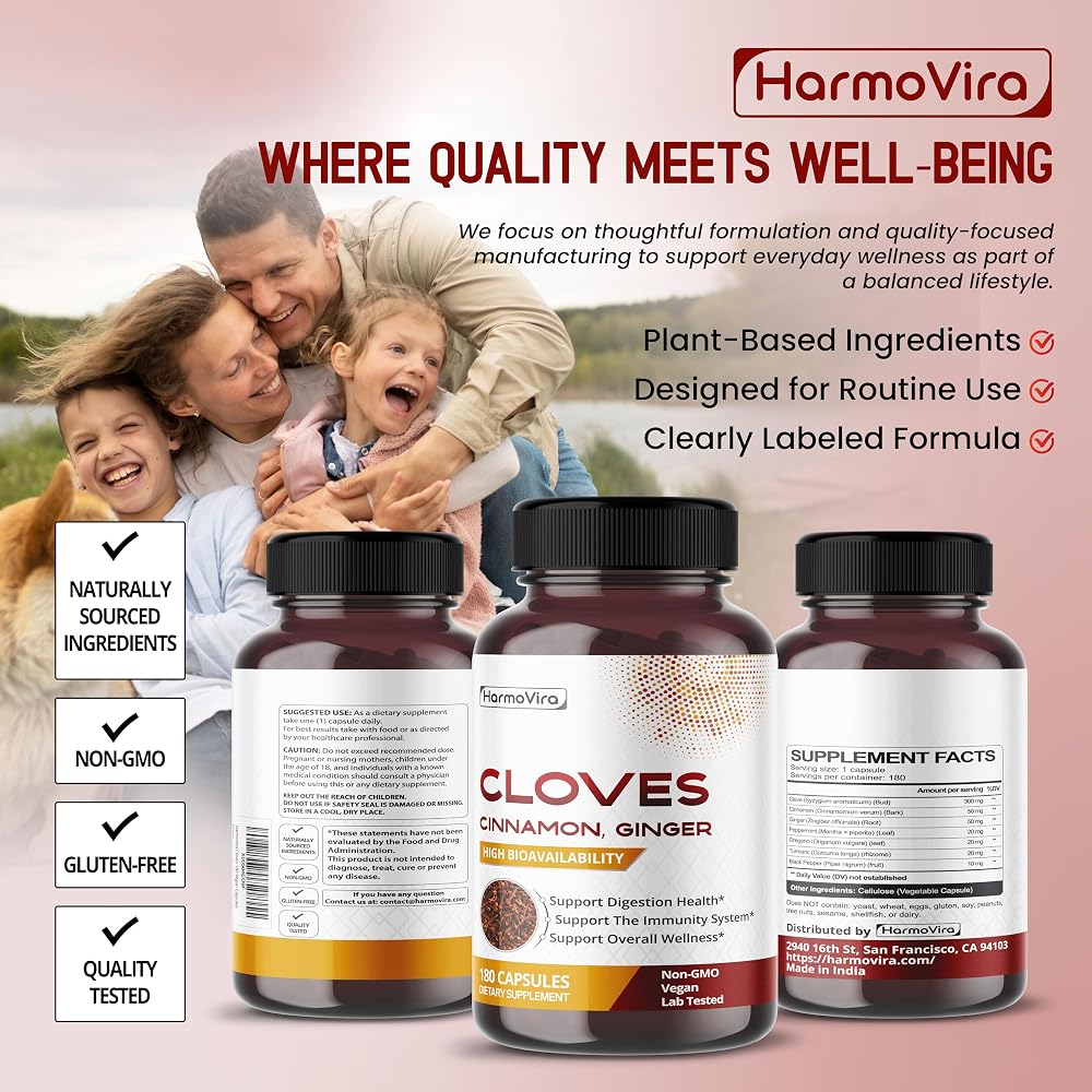 HarmoVira Cloves 7-in-1 Complex for Digestive & Immune Wellness - 180 Capsules - image 8