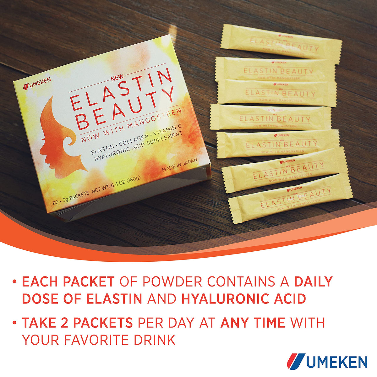 Umeken Elastin Beauty Powder with Collagen Peptides - 60 Packets - image 5