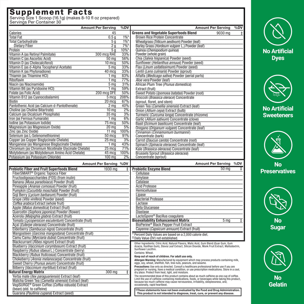 Force Factor Greens Superfoods + Energy Powder