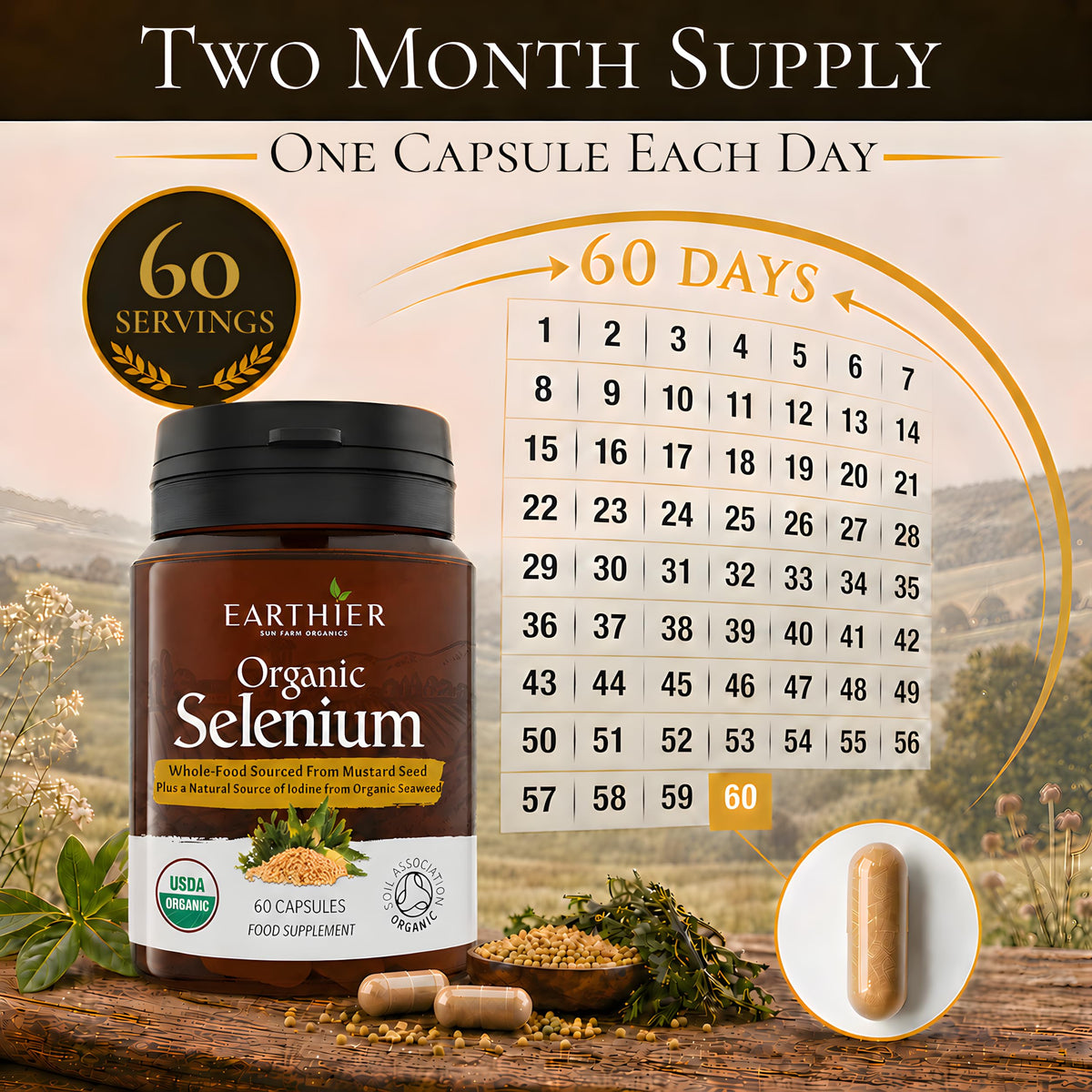 Earthier Organic Selenium 200 mcg with Iodine and Silica - 60 Softgels - image 5