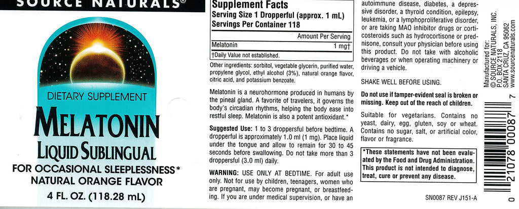 Source Naturals Melatonin 1 mg Liquid Sleep Support - 4 fl oz - image 3