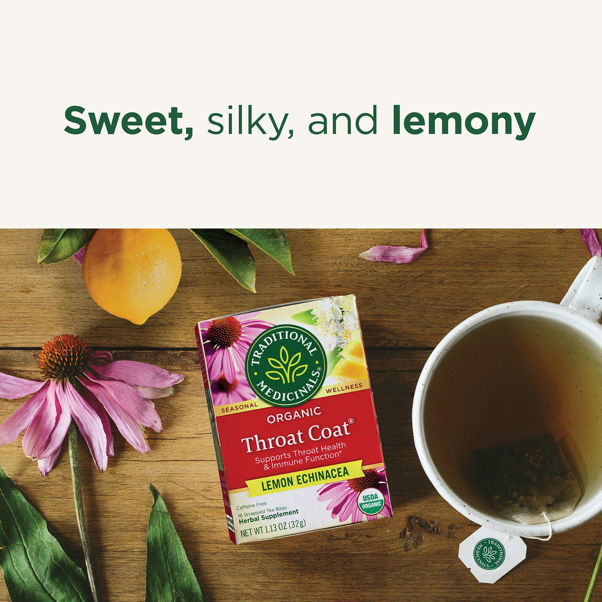 Traditional Medicinals Organic Throat Coat Lemon Echinacea Tea - 16 Teabags - image 4