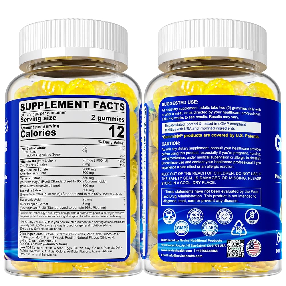 NEVISS Sugar Free Glucosamine Filled Gummies - Glucosamine Supplement