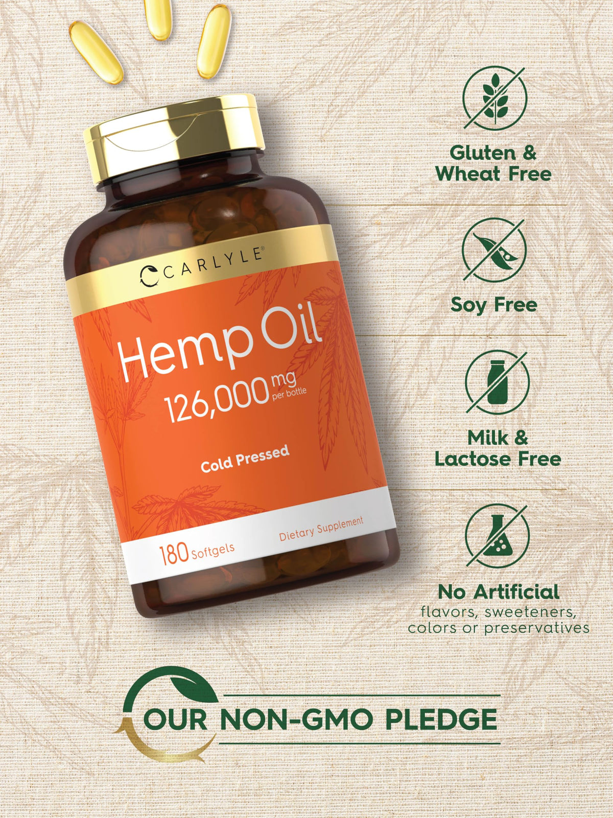 Carlyle Hemp Oil Softgel Capsules Omega 3-6-9 - 180 Count - image 5