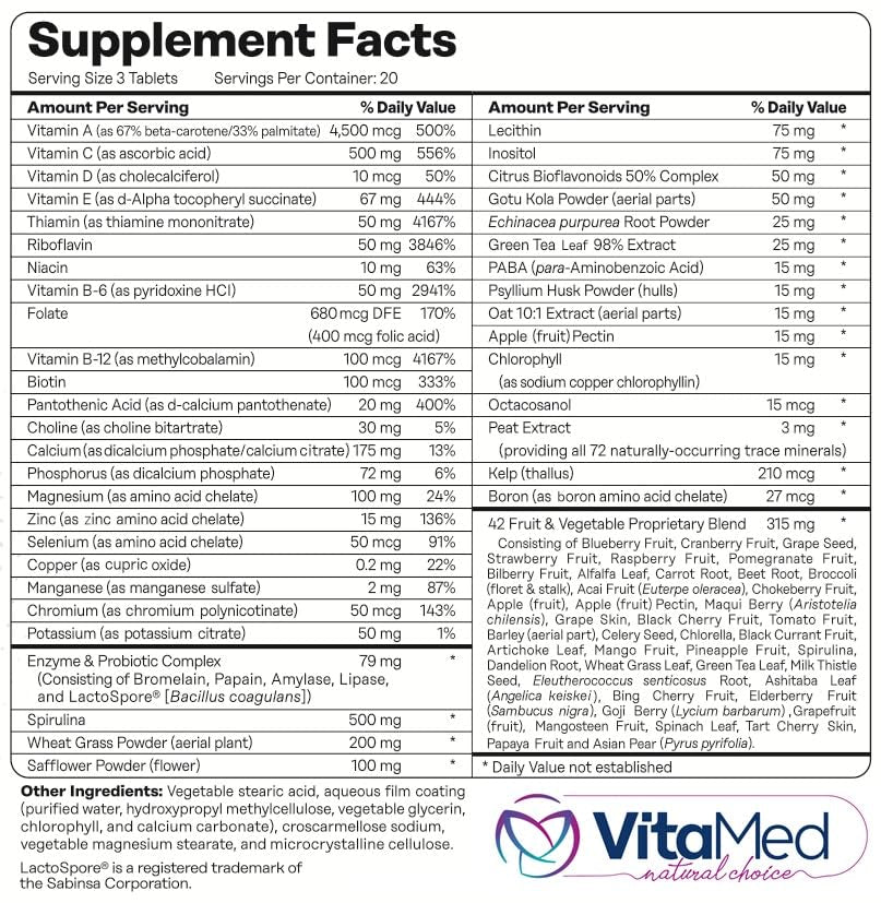 VitaMed Vita Forte Vegan Multivitamin with Probiotics - 60 Tablets - image 6
