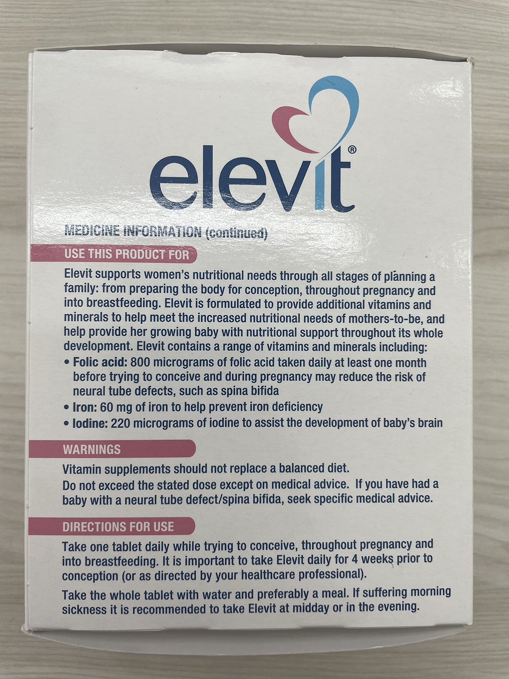 Elevit Prenatal Multivitamin with Iodine - 100 Tablets - image 3