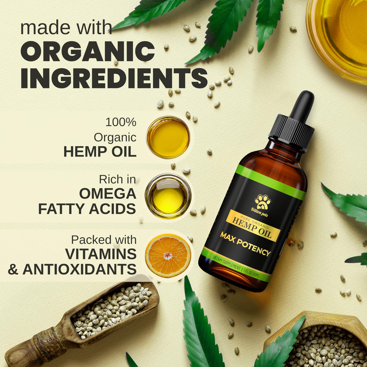 Billion Pets Hemp Oil for Dogs and Cats Calming Drops - 1 Fl Oz - image 2