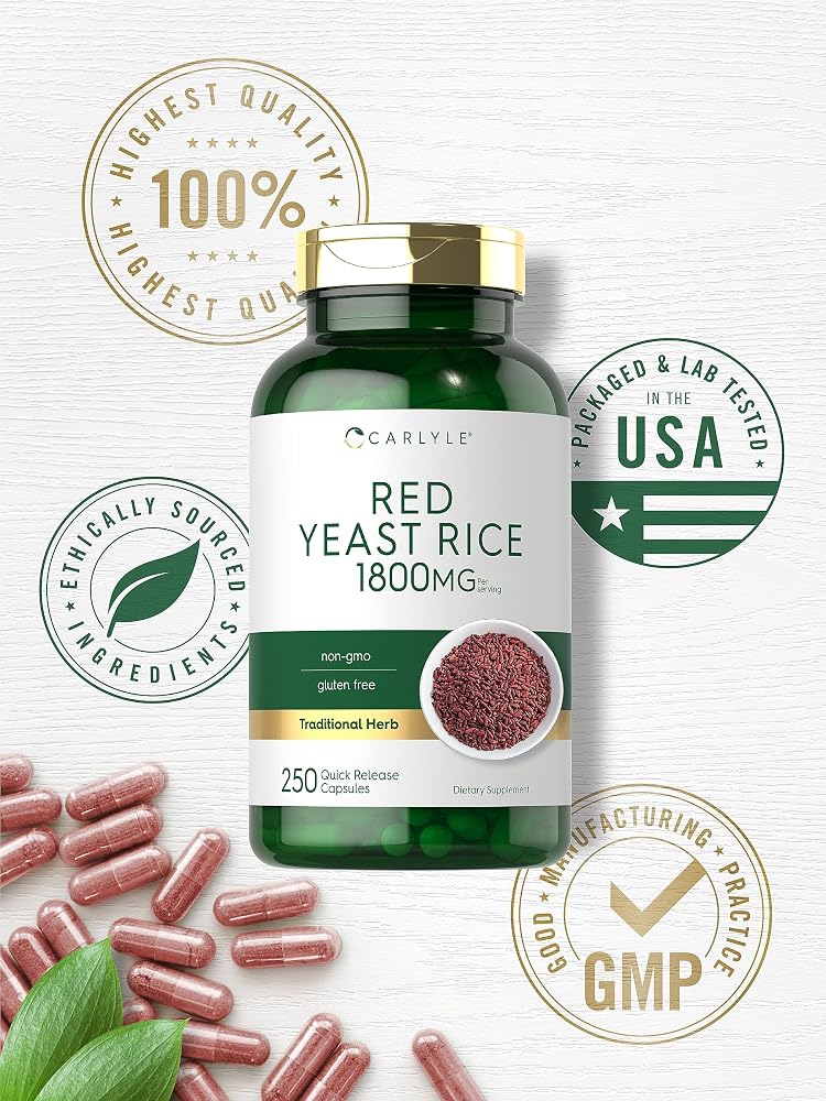 Carlyle Red Yeast Rice Supplement 1800 mg - 250 Capsules - image 5