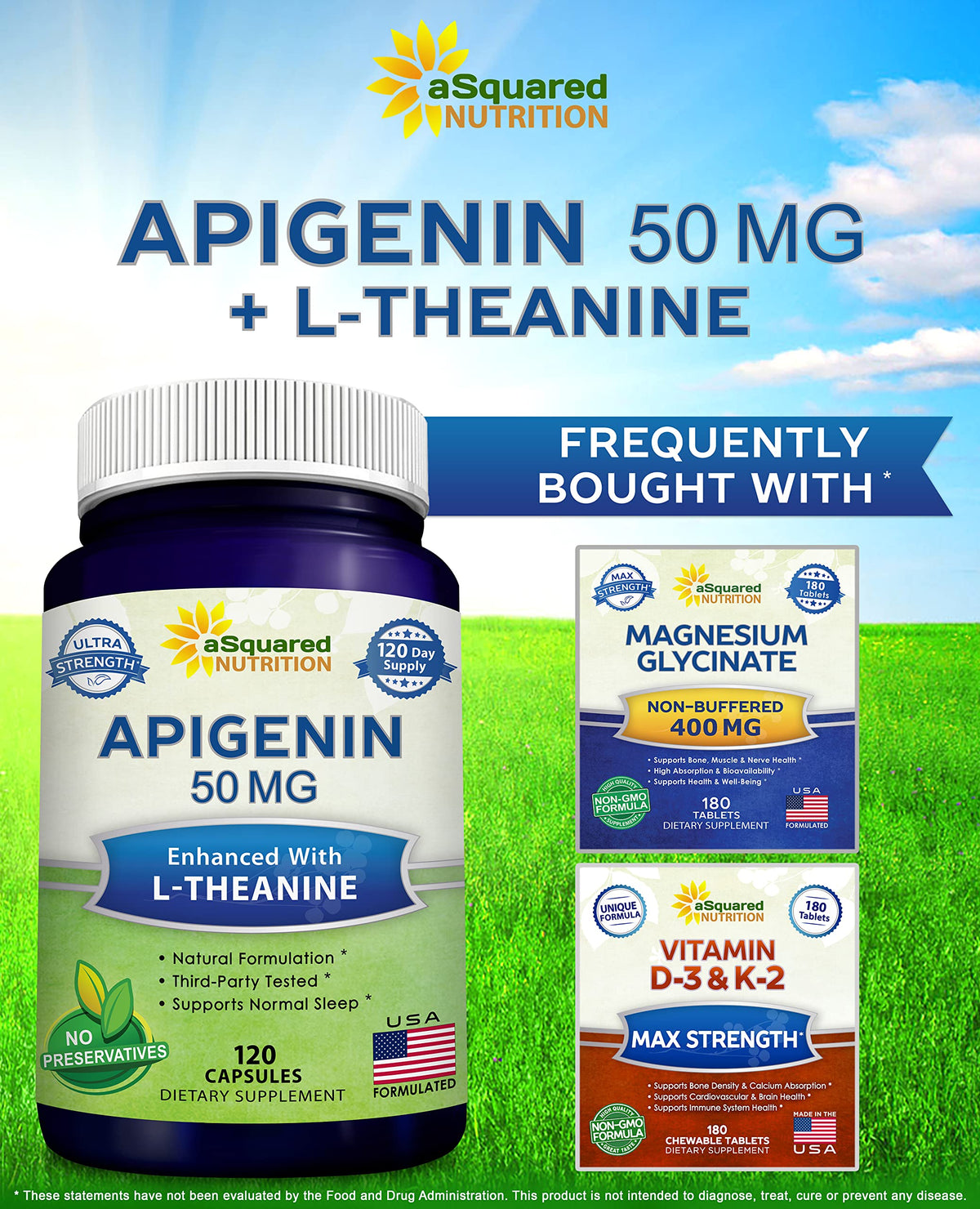 aSquared Nutrition Apigenin 50mg & L-Theanine 200mg - 120 Capsules - image 8