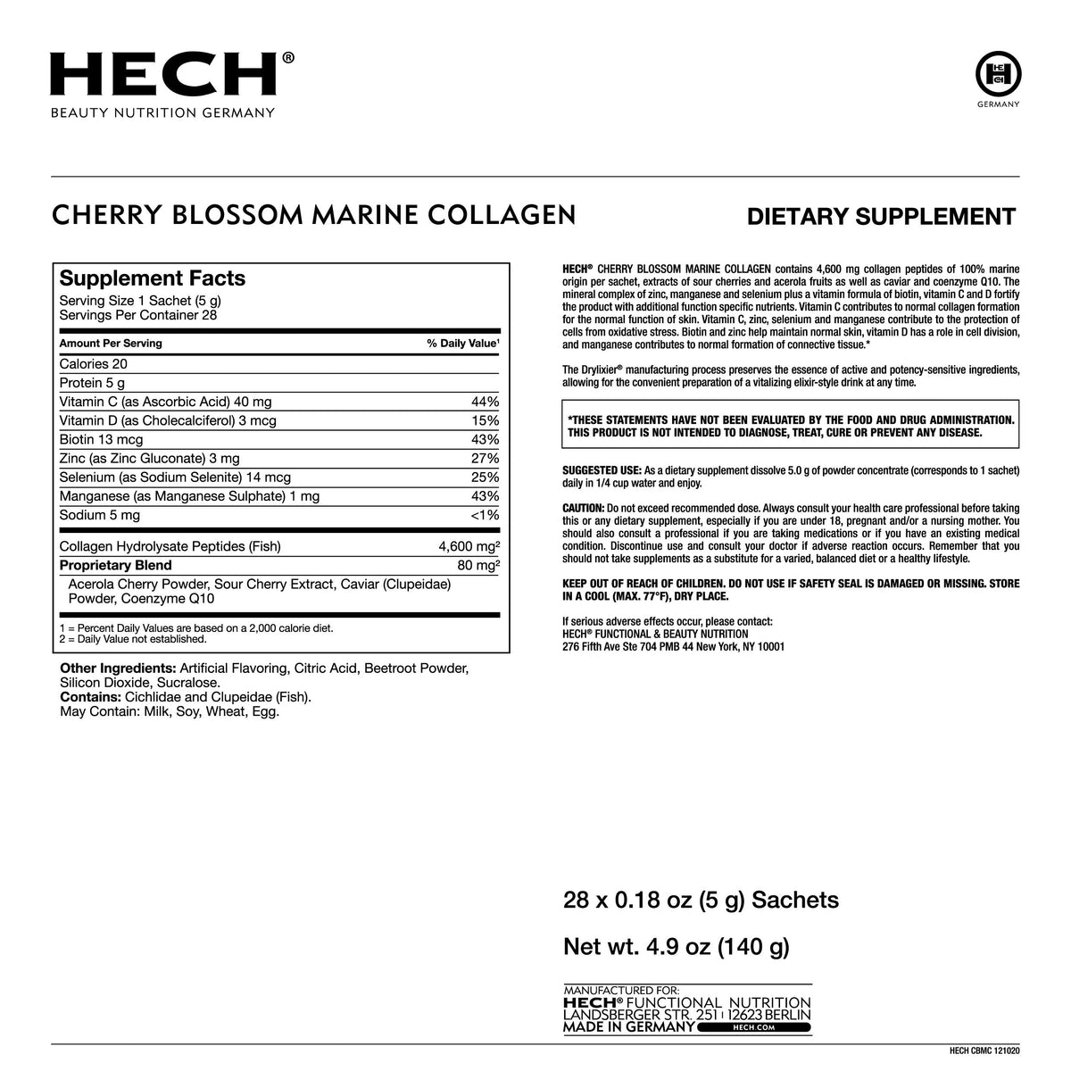 HECH Cherry Blossom Marine Collagen Drink Sachets - 28 Pack - image 2