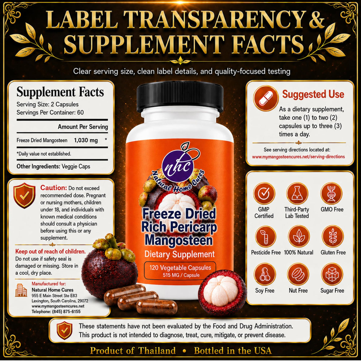 Natural Home Cures Mangosteen Capsules Freeze-Dried - 120 Vegan Capsules - image 5