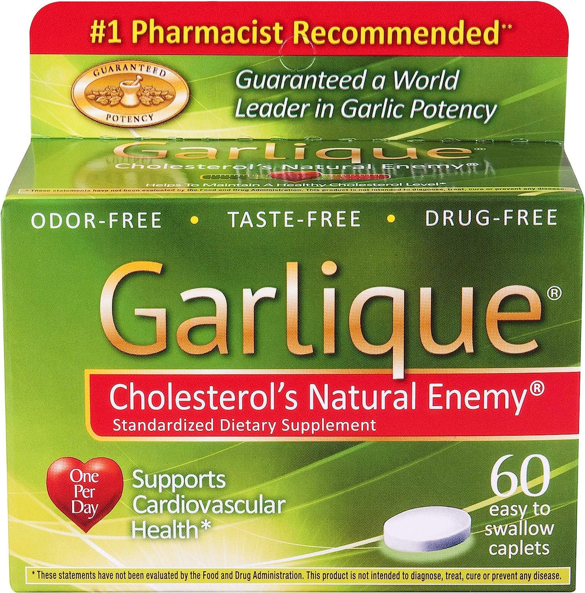 Garlique Garlic Caplets for Cardiovascular Support - 360 Tablets
