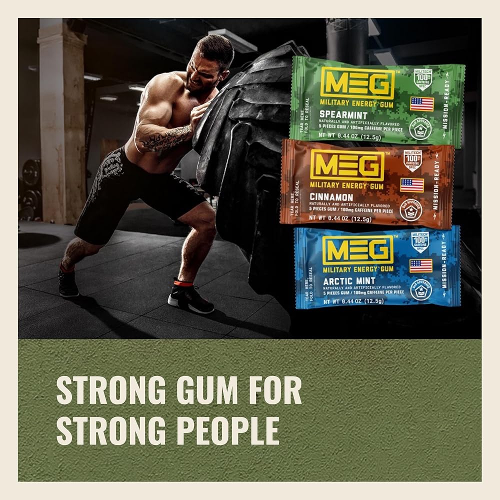 MEG Military Energy Gum Spearmint 100mg Caffeine - 24 Pack - image 8
