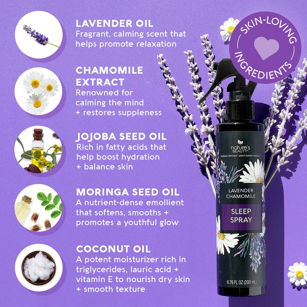 Nature's Beauty Lavender Chamomile Sleep Spray for Sleep - 2 Pack - image 2