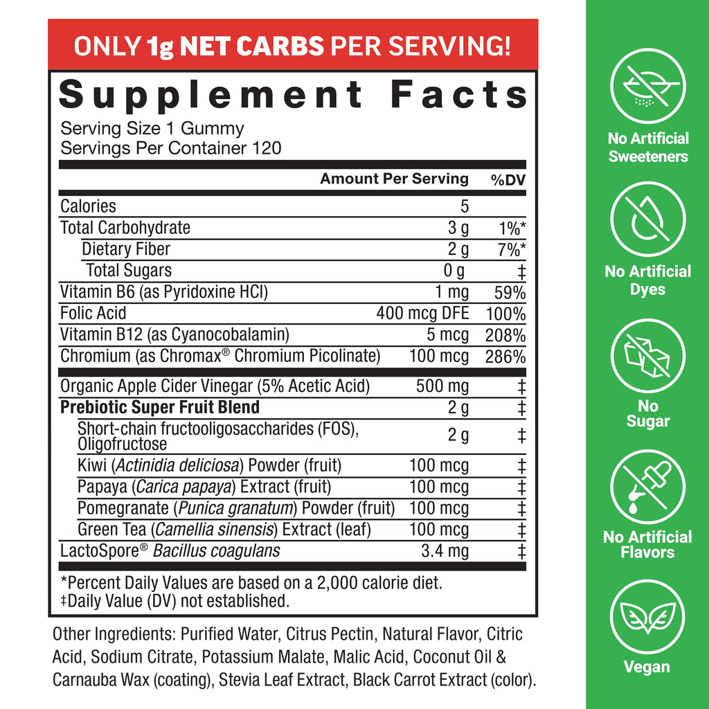 Force Factor ProbioSlim Apple Cider Vinegar Gummies with Organic