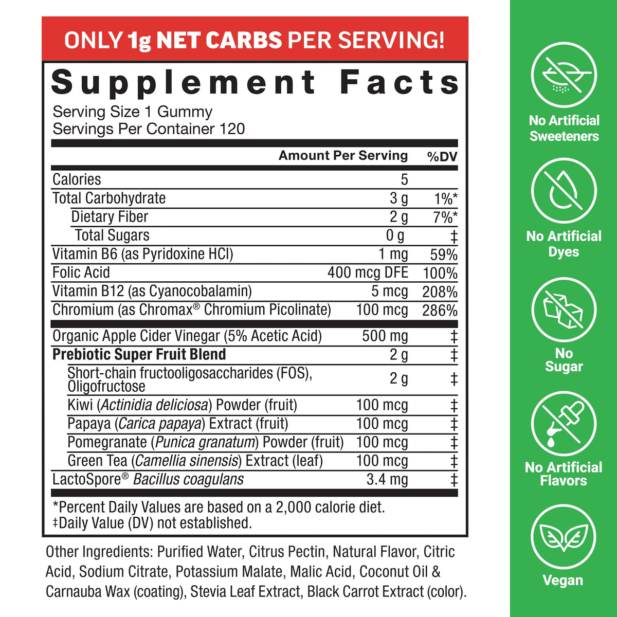 Force Factor ProbioSlim Apple Cider Vinegar Gummies with Organic