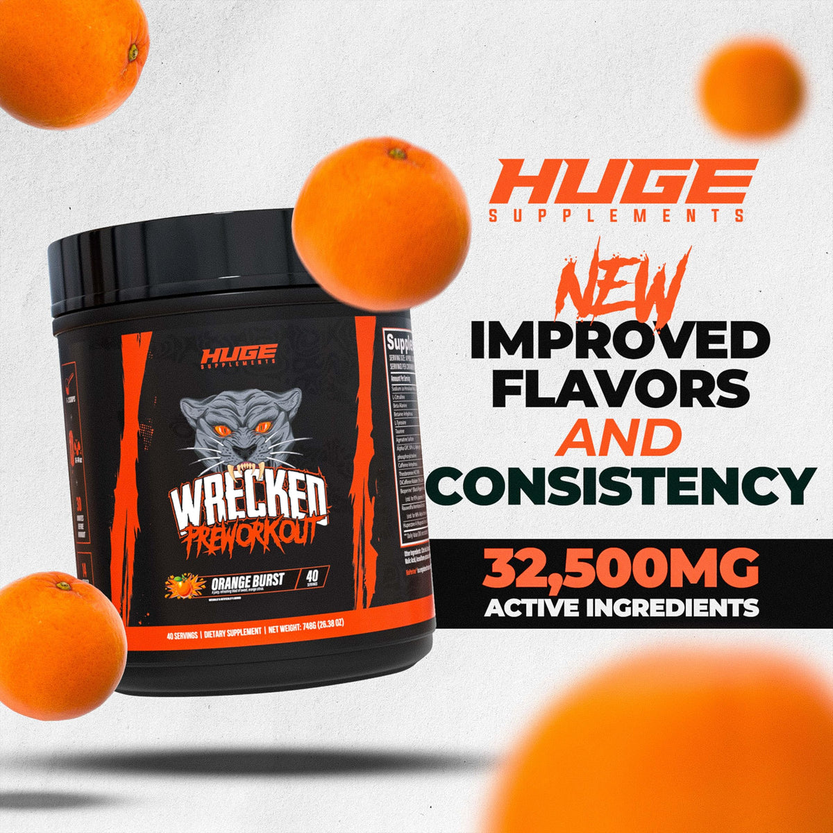 Huge Supplements Wrecked Pre Workout, Advanced Formula, Boosts