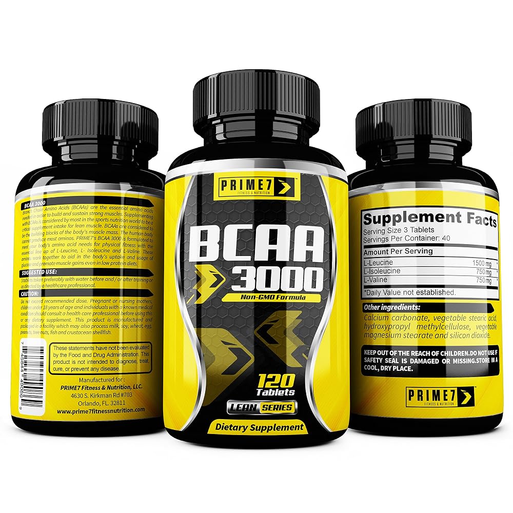 PRIME7 BCAA 3000 Amino Acids Non-GMO Formula - 120 Tablets - image 2