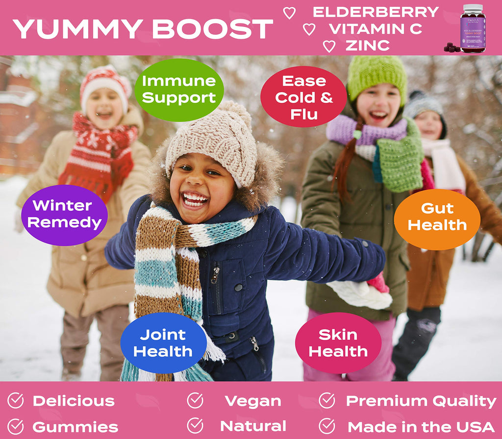 RUWAA NUTRITION Sambucus Elderberry Gummies for Kids with Zinc