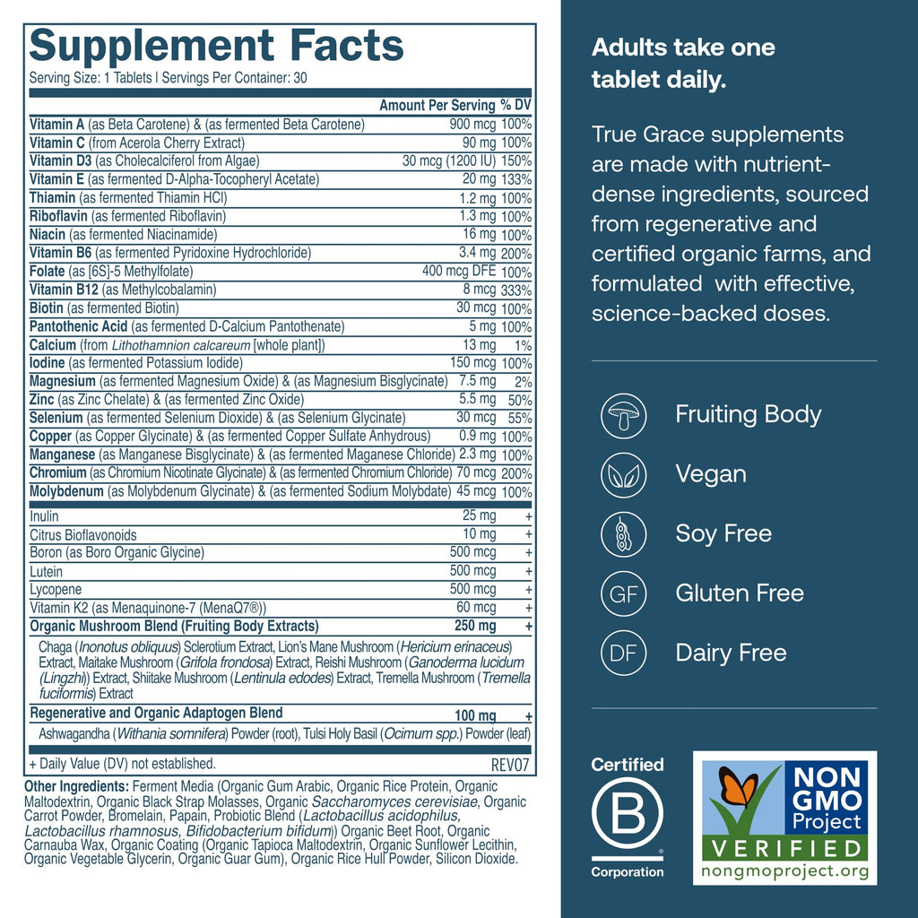 True Grace Men's 40+ One Daily Multivitamin Fermented Minerals