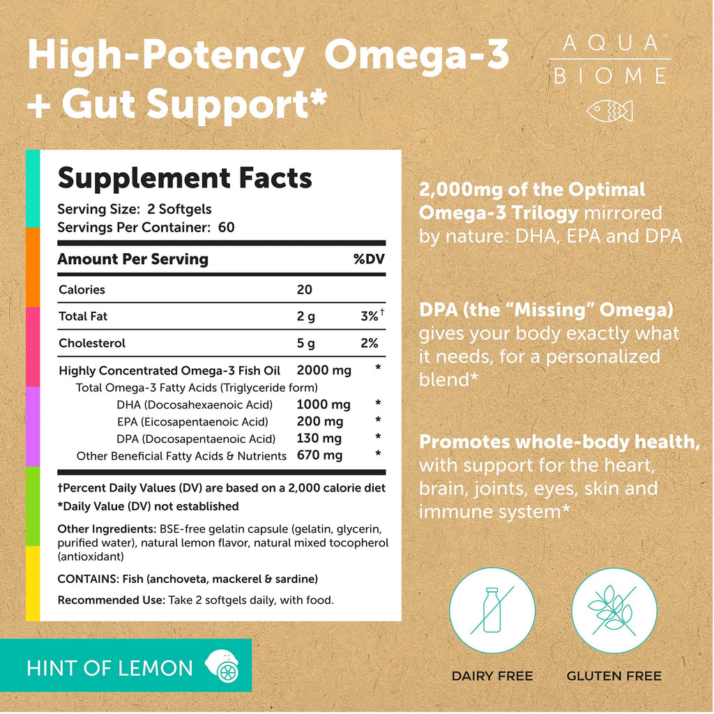 Enzymedica Aqua Biome Maximum Strength Omega 3 Fish Oil