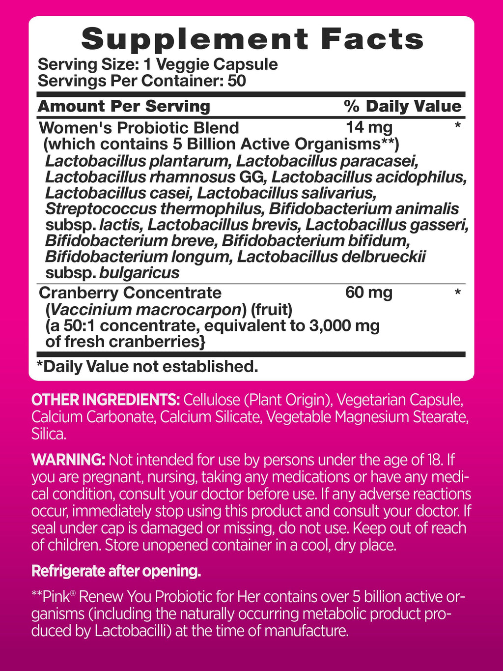 PINK Probiotics for Women - 50 Capsules - image 2