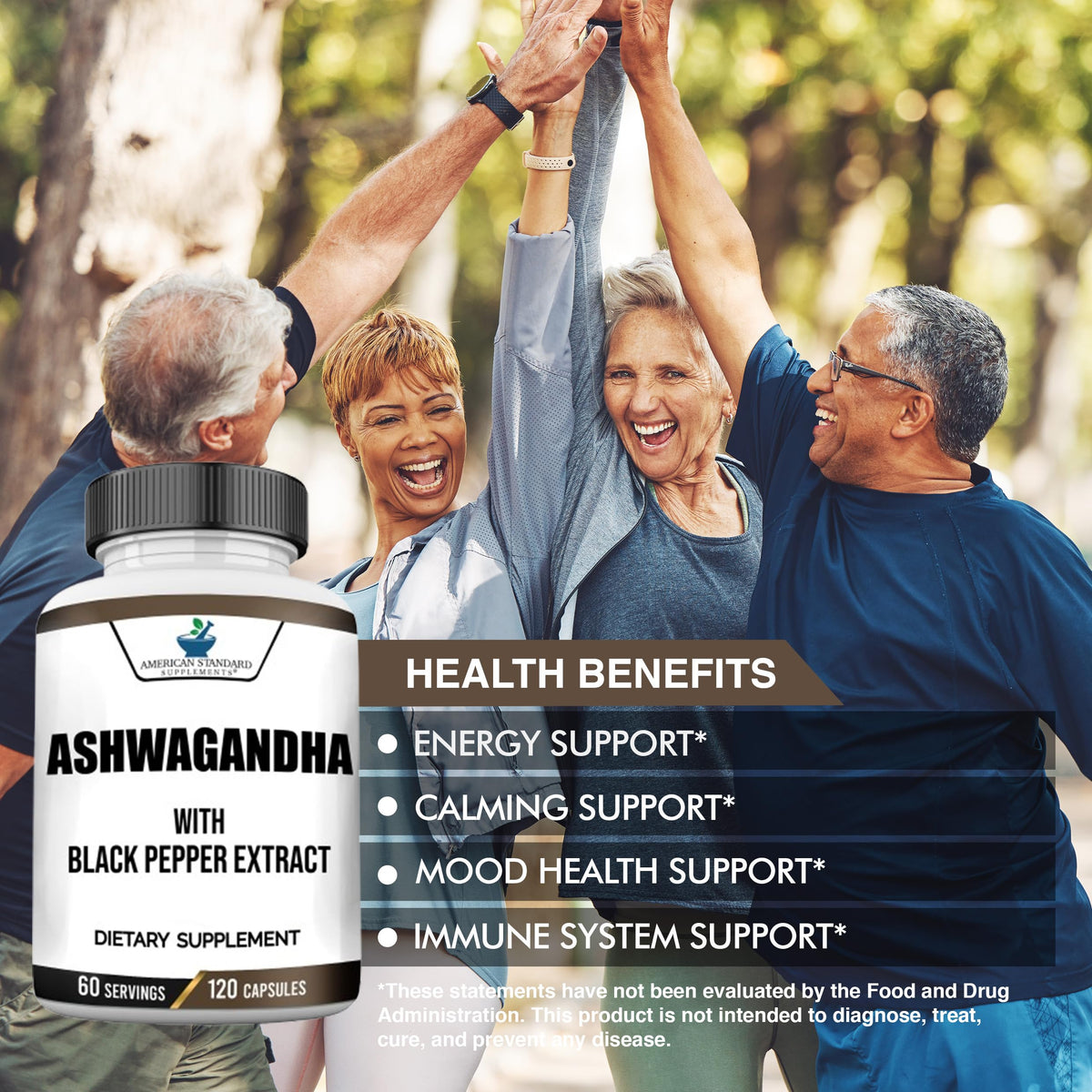 American Standard Supplements Ashwagandha 6000mg - 90 Vegetarian Capsules - image 3