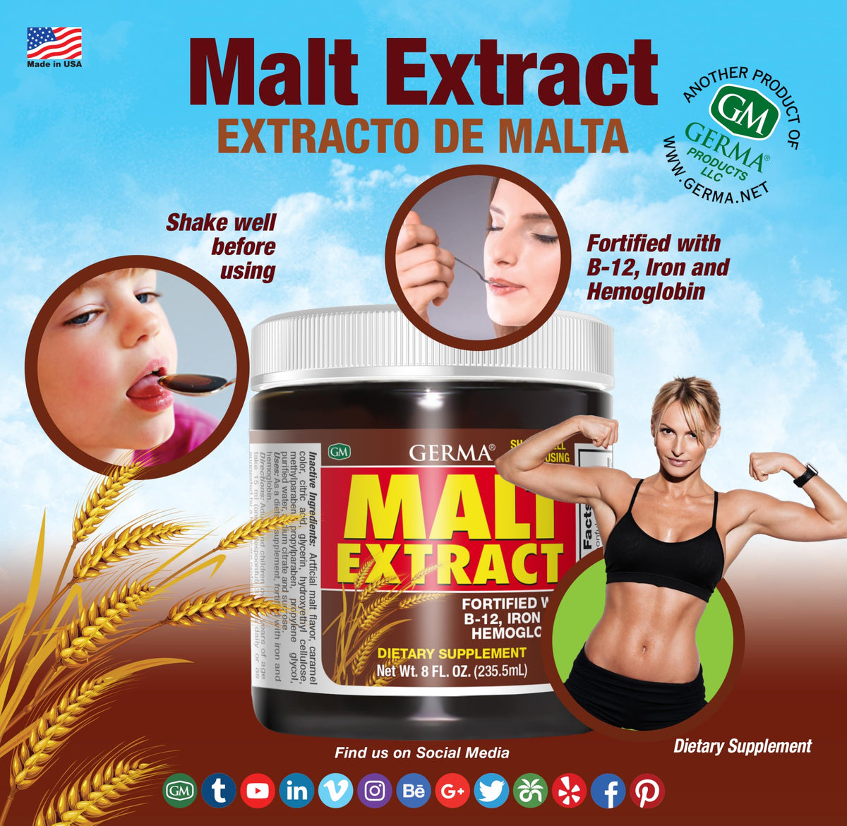 Germa Malt Extract Liquid Supplement - 8 fl oz - image 2