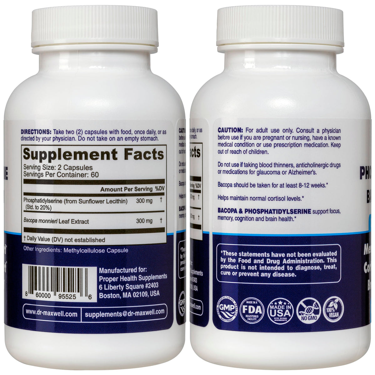 Dr. Maxwell Phosphatidylserine & Bacopa Monnieri Memory Support - 120 Capsules - image 2