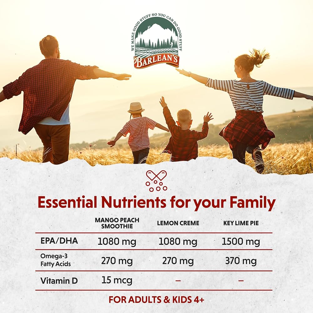 Barlean's Omega 3 Fish Oil Liquid Supplement for Men and Women