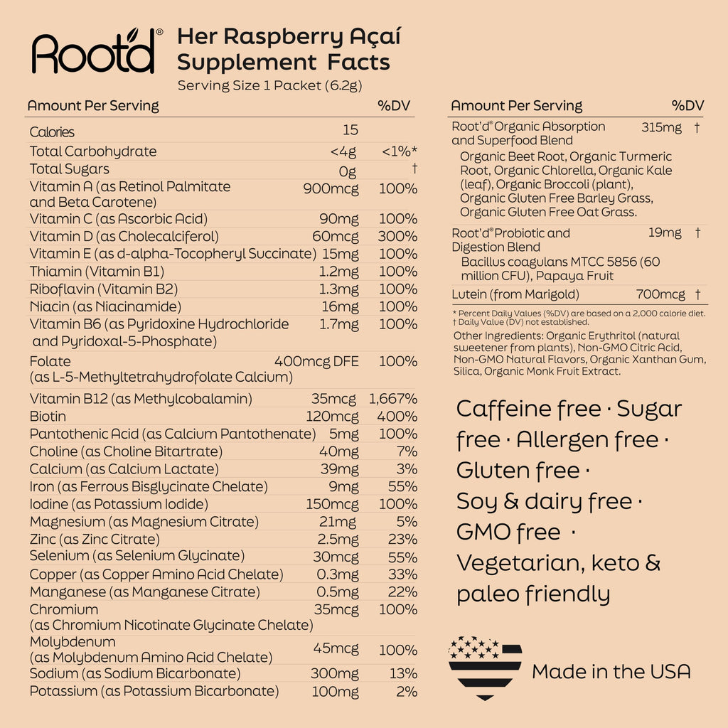 Root'd Multivitamin Powder with 3X Electrolytes for Men - 24 Vitamins
