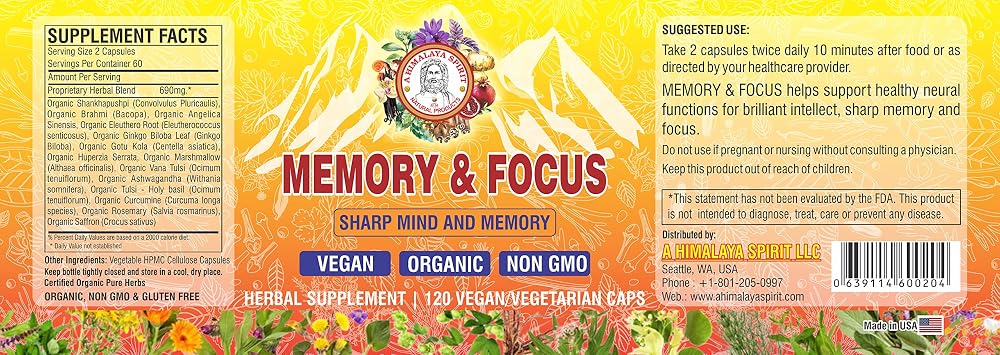 A Himalaya Spirit Memory & Focus Herbal Supplement - 120 Capsules - image 4