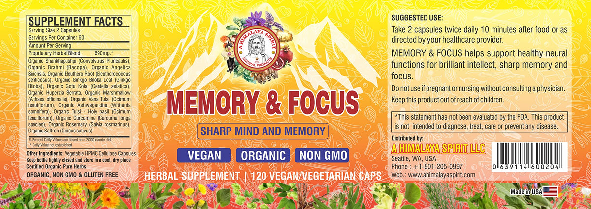 A Himalaya Spirit Memory & Focus Herbal Supplement - 120 Capsules - image 4