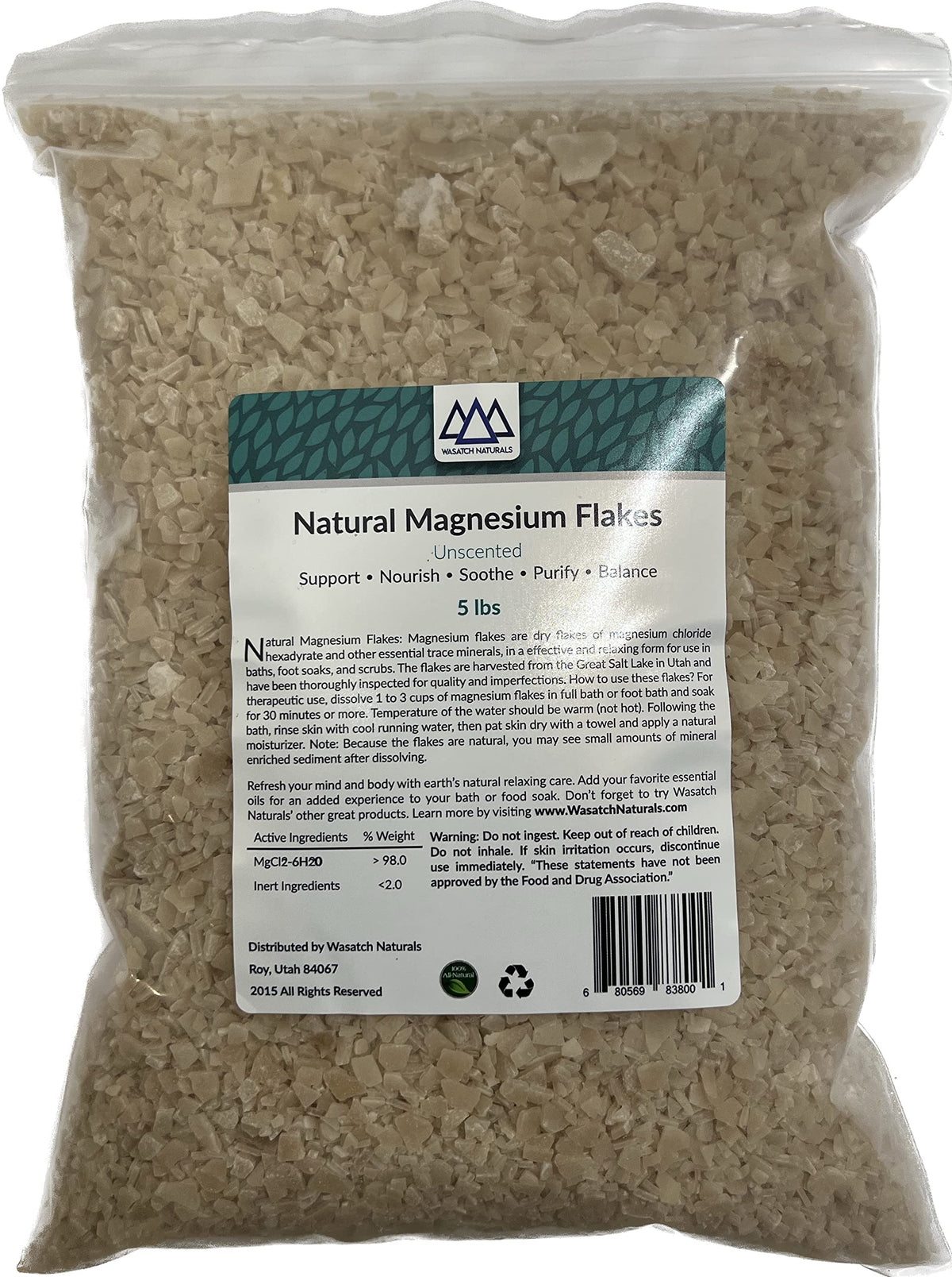 Wasatch Naturals Magnesium Flakes - 80 Ounce