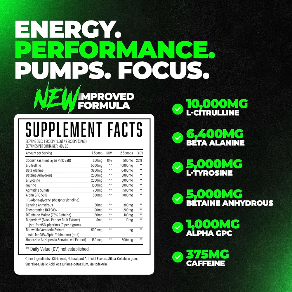 Huge Supplements Wrecked Pre Workout, Advanced Formula, Boosts