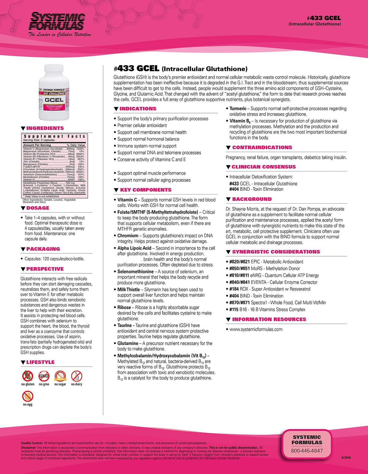 Systemic Formulas #433 GCEL Antioxidant - 120 Capsules - image 2