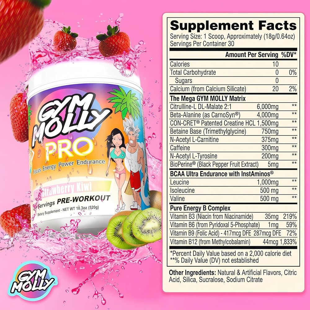 Gym Molly PRO Pre-Workout Powder Strawberry Kiwi - 30 Servings - image 3