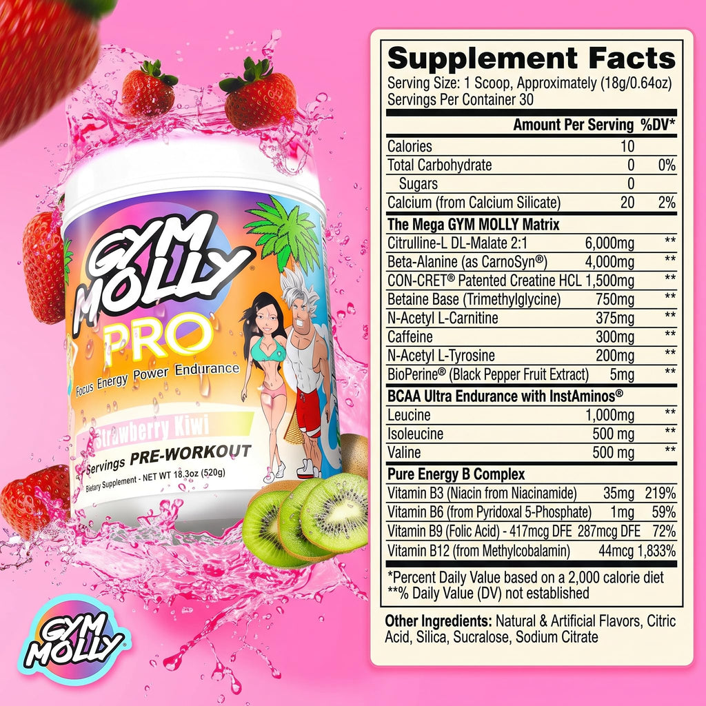 Gym Molly PRO Pre-Workout Powder Strawberry Kiwi - 30 Servings - image 3