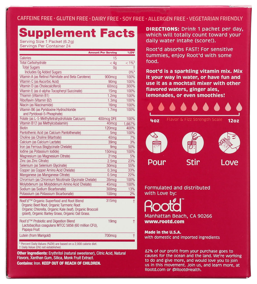 Root'd Multivitamin Drink Mix for Women Fizzy Acai - 24 Pack - image 2