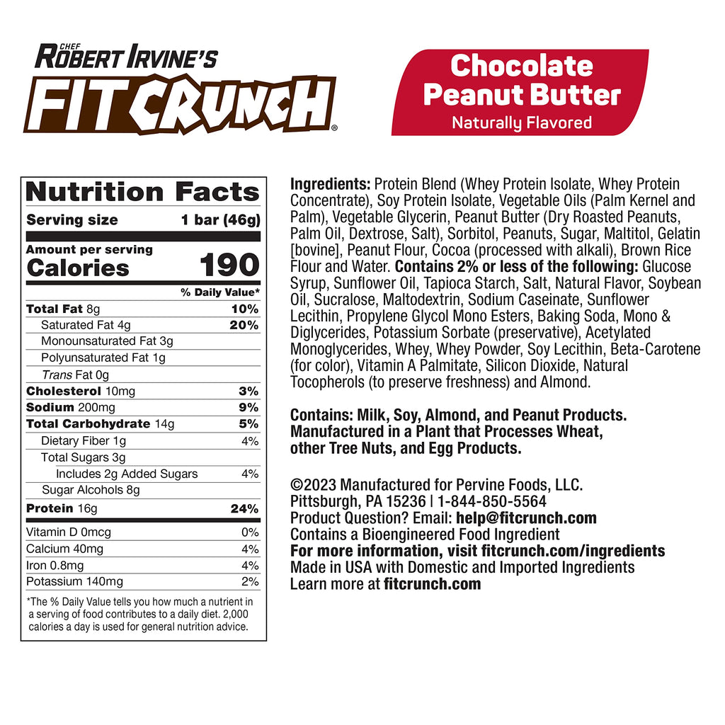 Fit Crunch Snack Size Protein Bar Chocolate Peanut Butter - 9 Bars - image 2