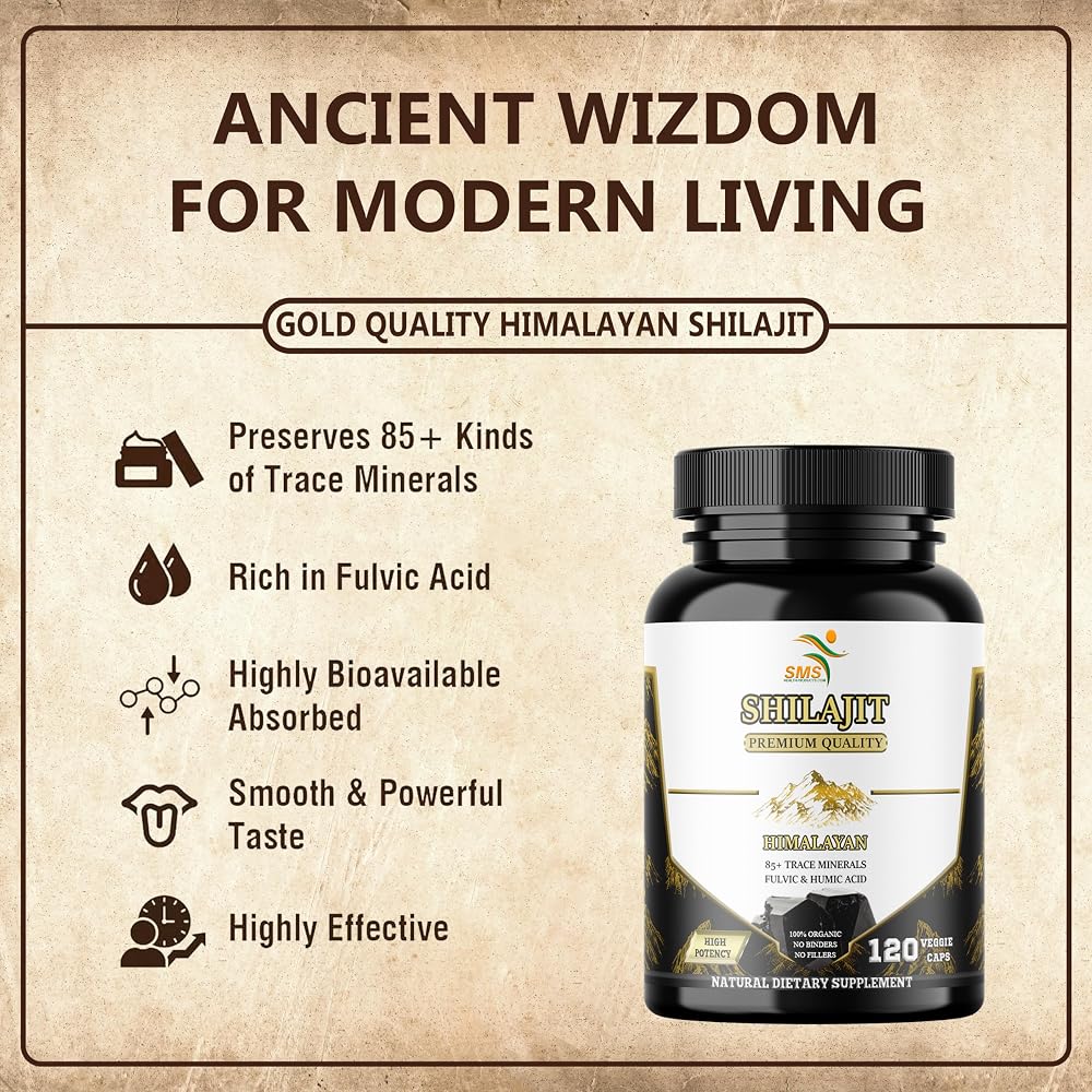 SMSHEALTHPRODUCTS.com Shilajit Pure Himalayan Capsules - 120 Count - image 2